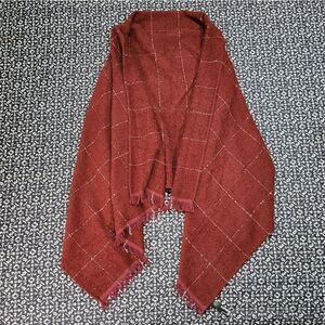 Express Women's One Size Maroon Plaid Poncho Loose Fit Sweater Scarf Vest
